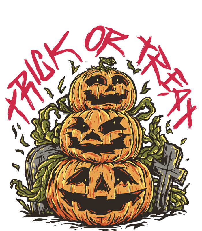 Trick Or Treat Three Pumpkin Design Tall T-Shirt