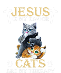 Jesus Is Savior Cats Are My Therapy Christian Cat Full-Length Apron With Pockets