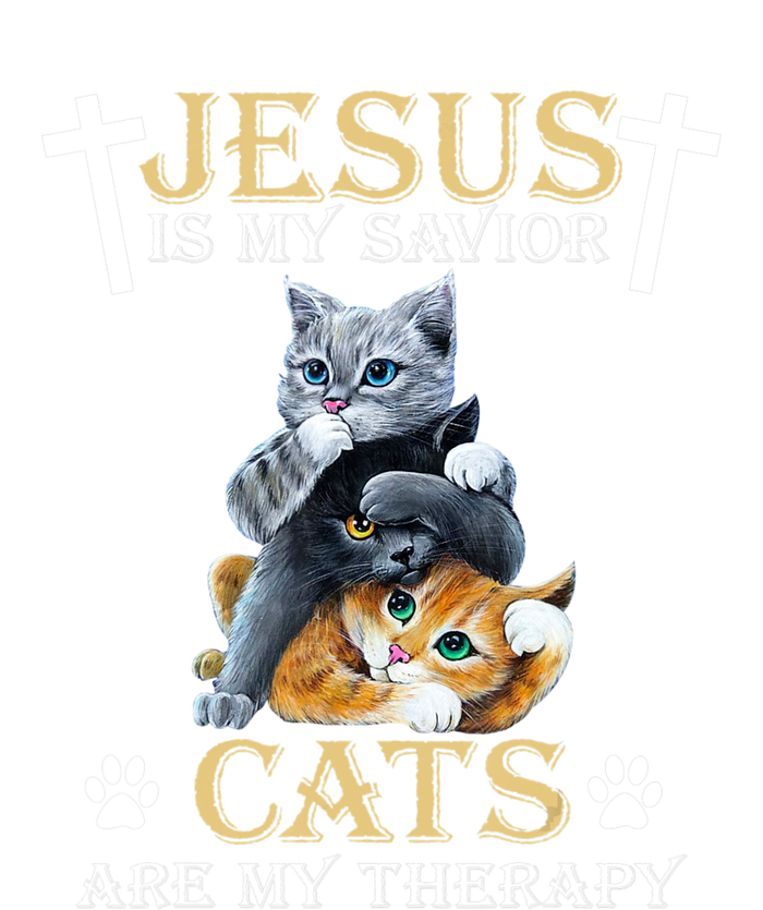 Jesus Is Savior Cats Are My Therapy Christian Cat Full-Length Apron With Pockets