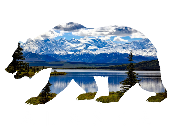 Alaskan Bear With Lake And Mountain Souvenir Gift T-Shirt