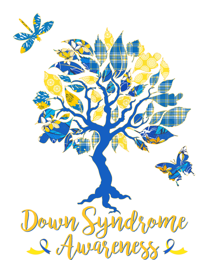 Cute Down Syndrome Awareness Blue Yellow Tree Tie-Dye T-Shirt