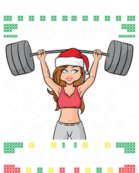 No Lift No Gift Ugly Christmas Sweater Gym Miss Santa Claus Funny Gift Stripe Pom Pom Beanie