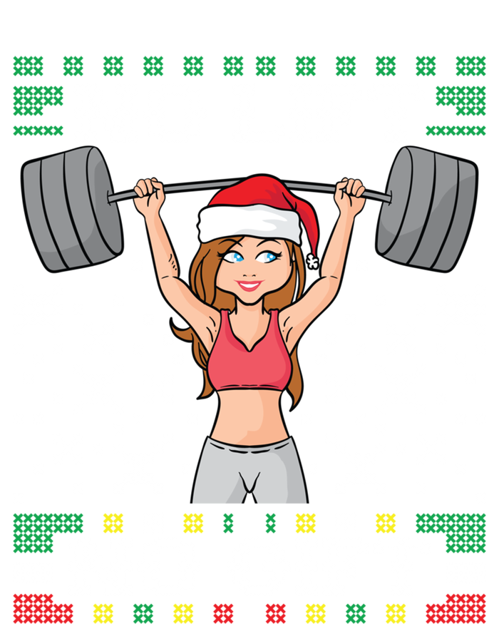 No Lift No Gift Ugly Christmas Sweater Gym Miss Santa Claus Funny Gift Stripe Pom Pom Beanie