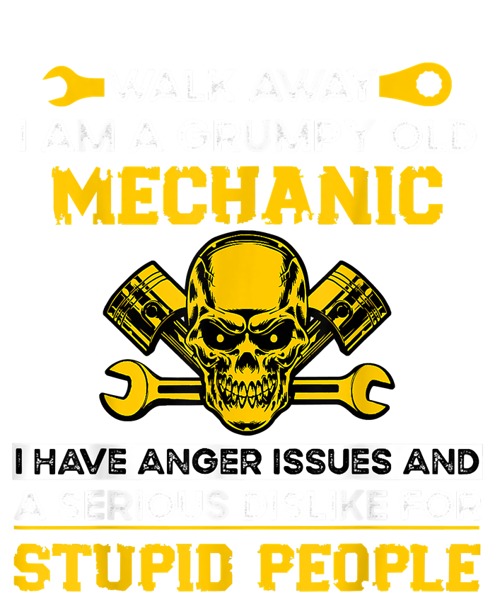 Walk Away I Am A Grumpy Old Mechanic I Have Anger Issues Women's Tri-Blend 3/4-Sleeve Raglan Shirt