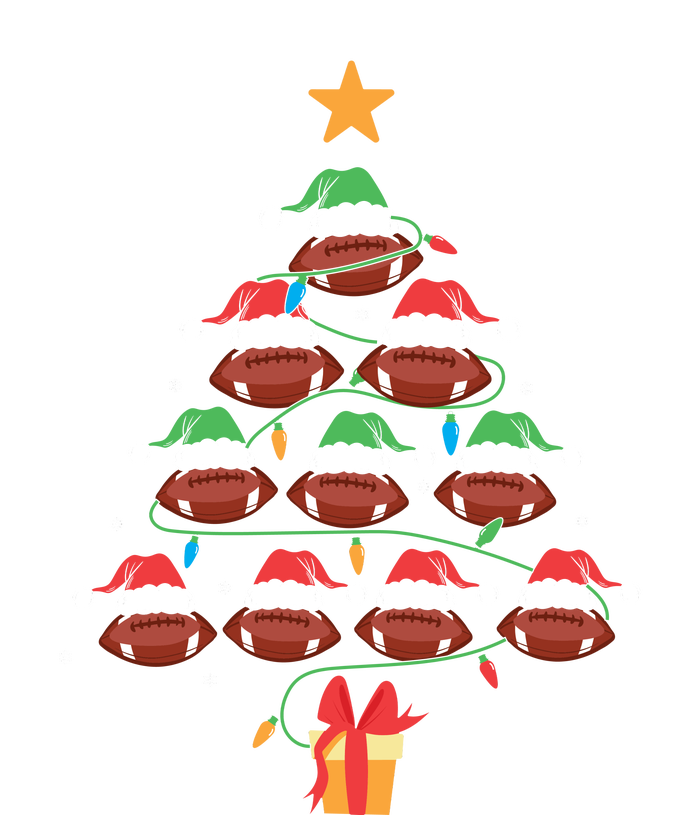 Christmas Tree Football Ornament Lights Funny Xmas Holiday V-Neck T-Shirt