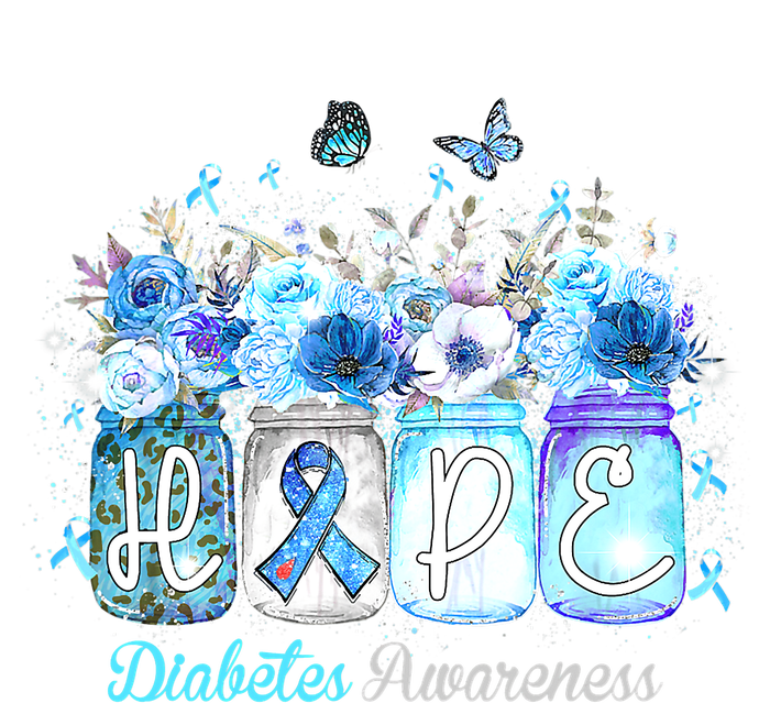 Hope Blue Ribbon Flower Jars Diabetes Awareness Women's Crop Top Tee