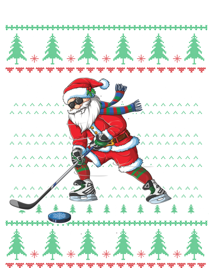 Funny Santa Ice Hockey Player Ugly Sweater Christmas Hockey Gift Zip Tote Bag