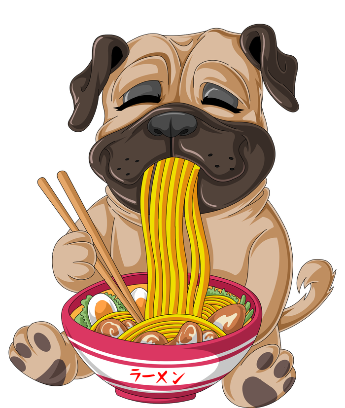 Pug Eating Ramen Tie-Dye T-Shirt