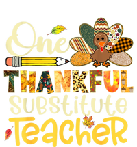 Funny Cute One Thankful Substitute Teacher Turkey Leopard Thanksgiving Tall Long Sleeve T-Shirt