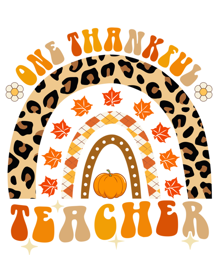 Funny Cute One Thankful Teacher Fall Autumn Thanksgiving Groovy T-Shirt