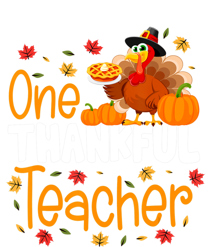 Funny Cute One Thankful Teacher Thanksgiving Turkey Teacher T-Shirt