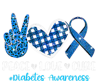 Bleached Peace Love Cure Grey Blue Ribbon Diabetes Awareness T-Shirt