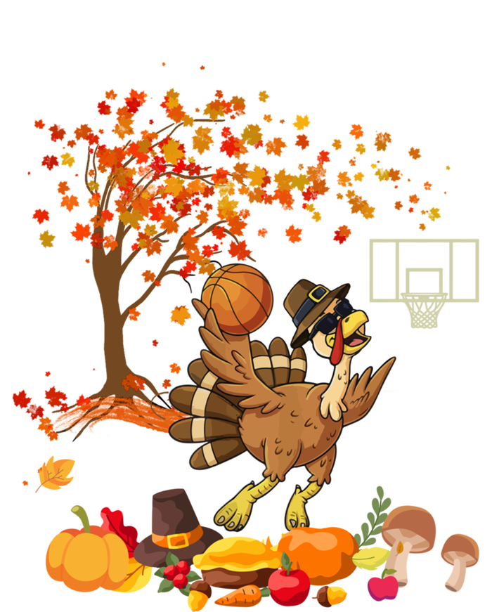 Turkey Playing Basketball Thanksgiving Fall Tree Player Cute Gift Coaster