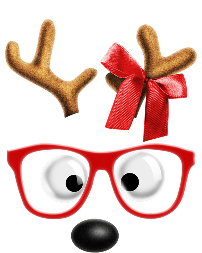 Cute Reindeer Face Sunglasses Red Christmas Pajamas For Girl Gift T-Shirt