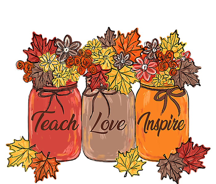 Teach Love Inspire Fall Teacher Thankful Floral Autumn Vibes T-Shirt