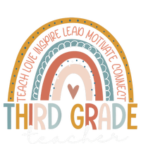 Third Grade Teacher Teach Love Inspire Boho Rainbow T-Shirt