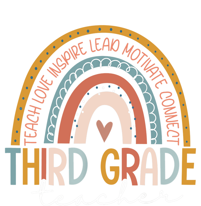 Third Grade Teacher Teach Love Inspire Boho Rainbow T-Shirt