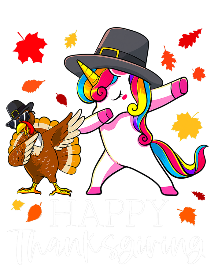 Funny Cute Thanksgiving Unicorn Girls Dabbing Turkey Pilgrim Girl T-Shirt