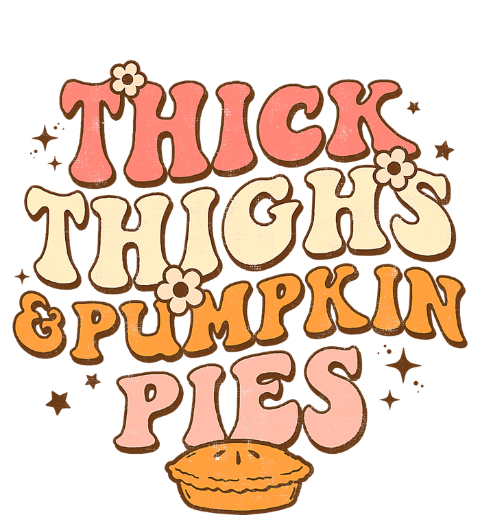 Funny Cute Thick Thighs Pumpkin Pies Autumn Thanksgiving Groovy Retro Long Sleeve Shirt