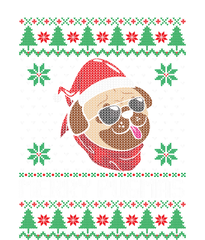 Merry Pugmas Christmas Ugly Sweater Funny Santa Hat Pug Gift Women's Tri-Blend 3/4-Sleeve Raglan Shirt