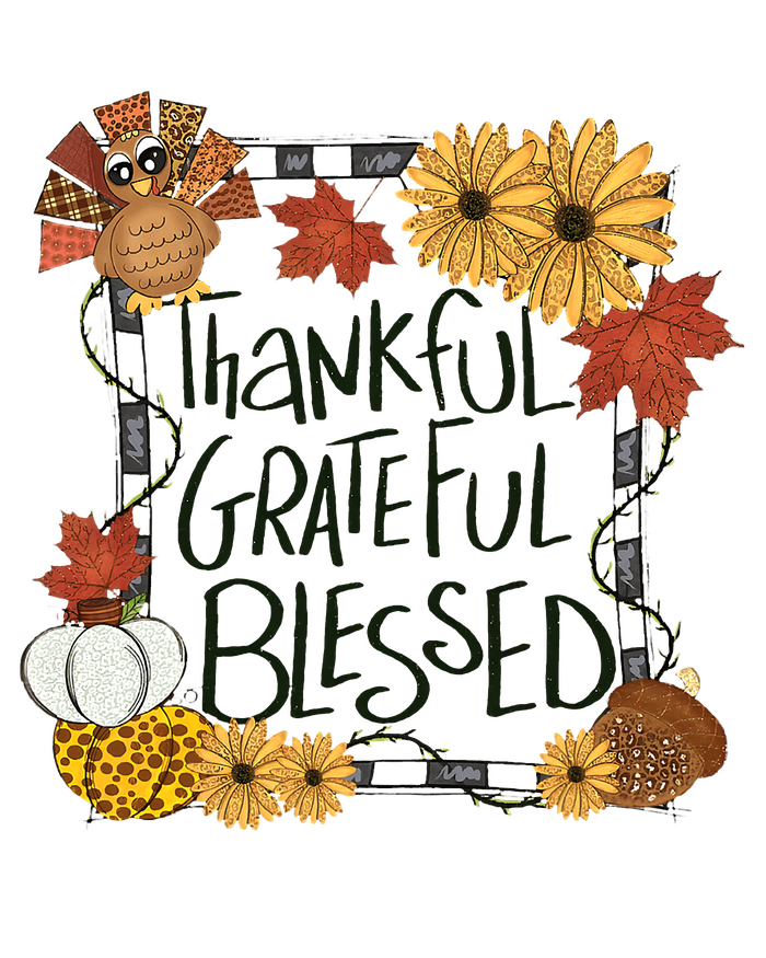 Thankful Grateful Blessed Turkey Thanksgiving Family T-Shirt