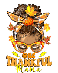 One Thankful Mama Leopard Messy Bun Autumn Thanksgiving Day T-Shirt