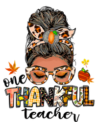 One Thankful Mama Messy Bun Leopard Mom Fall Thanksgiving T-Shirt