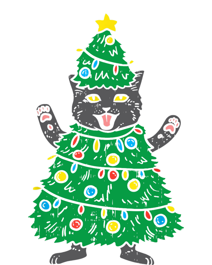 Meowy Black Cat Christmas Tree Funny Kitten Cat Owner Cooling Performance Crew T-Shirt