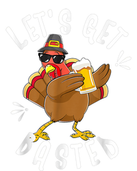 Let's Get Basted Funny Beer Thanksgiving Turkey Tee Striped Beanie with Solid Band