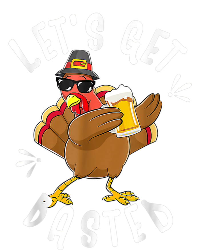 Let's Get Basted Funny Beer Thanksgiving Turkey Tee Striped Beanie with Solid Band