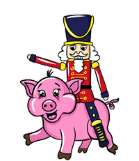 Nutcracker Doll Riding Pig Lover Funny Christmas T-Shirt