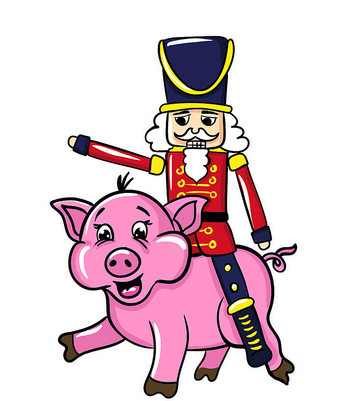 Nutcracker Doll Riding Pig Lover Funny Christmas T-Shirt