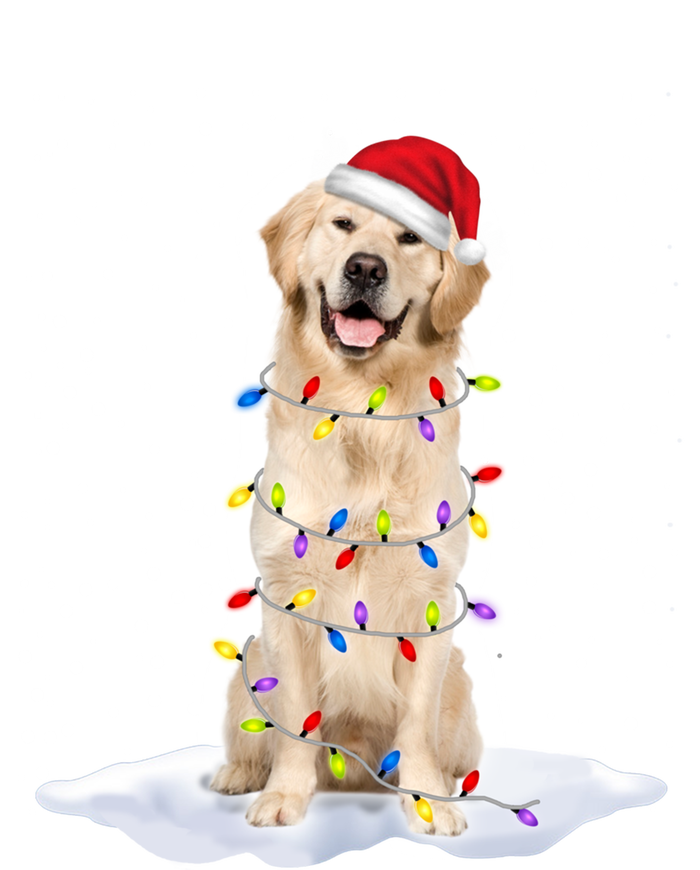 Golden Retriever Santa Christmas Tree Lights Xmas Cool Gift Poster