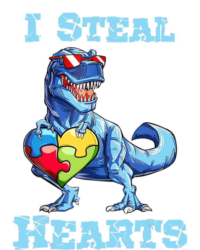 Dinosaur I Steal Hearts Autism Awareness Valentines Day T-Shirt