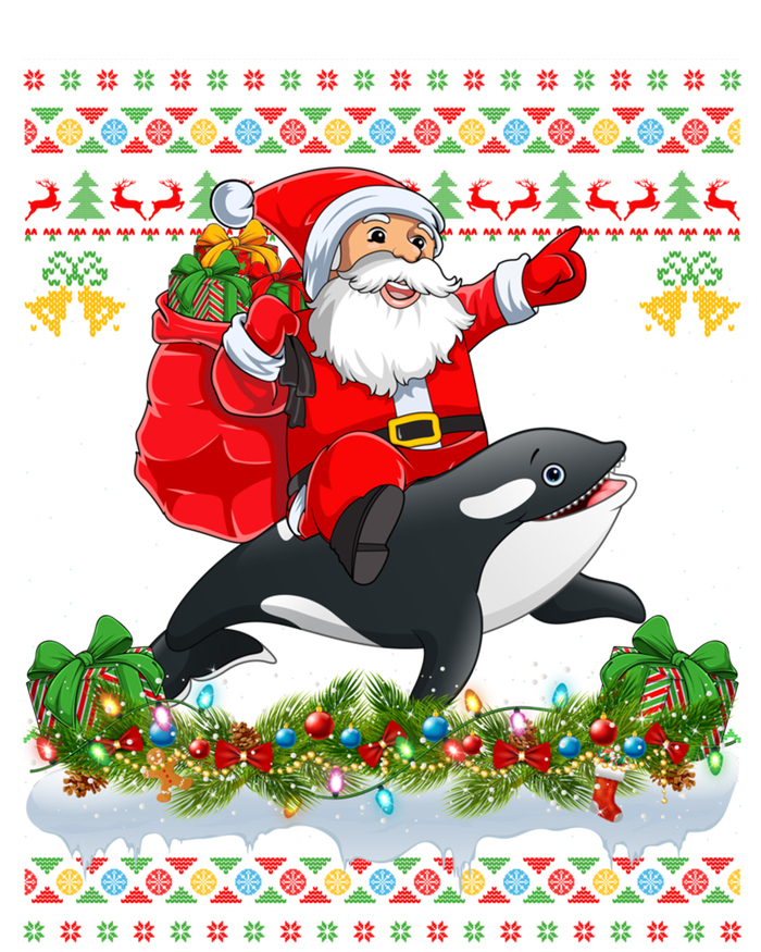 Orca Fish Xmas Pajama Ugly Santa Riding Orca Christmas Gift Full-Length Apron With Pockets