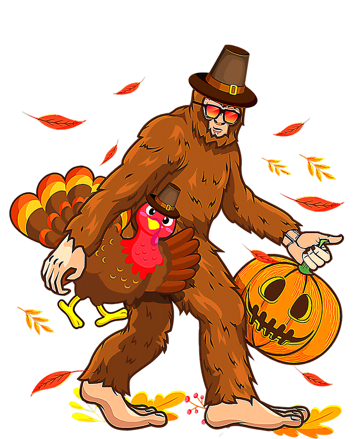 Pilgrim Bigfoot Turkey Retro Thanksgiving Sasquatch   Bumper Sticker