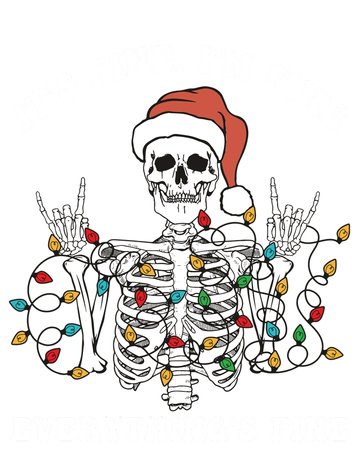 Funny Skeleton Christmas Lights I'm Fine Everything Is Fine Premium Pullover Hoodie