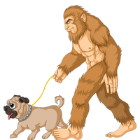 Bigfoot Walking Pug Dog T-Shirt