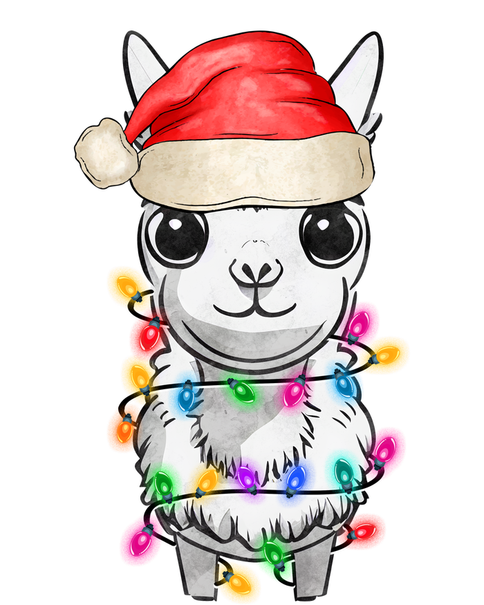 Llama Wearing Santa Hat Christmas Lights Graphic Animal Lover Grommeted Golf Towel