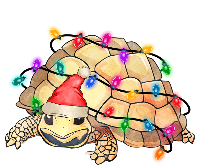 Turtle Tortoise Wearing Santa Hat Christmas Lights Graphic Animal Lover PosiCharge RacerMesh Polo