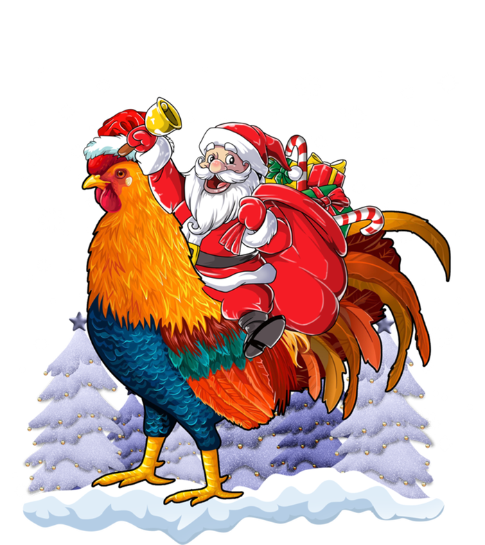 Funny Santa Ridding Chicken Gift Merry Chickmas Christmas Pajamas Gift T-Shirt