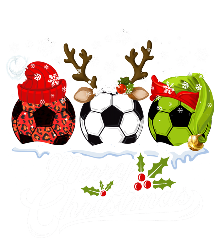 Christmas Soccer Ball Santa Hat Elf Reindeer Funny Xmas Gift T-Shirt