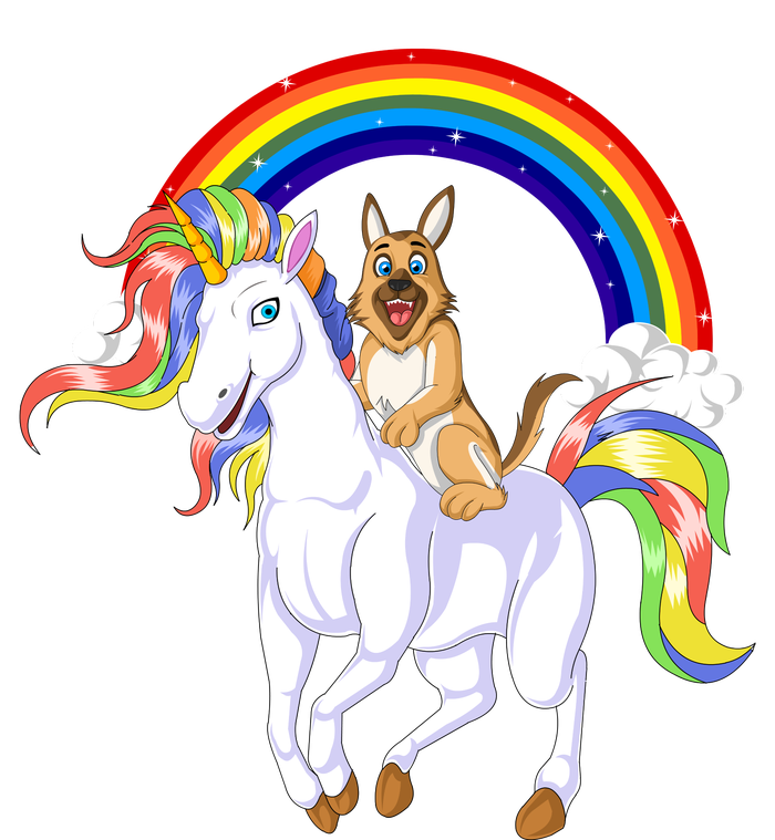 German Shepherd Riding Unicorn Performance Sprint T-Shirt