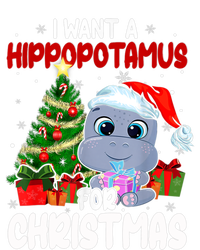 I Want A Hippopotamus For Christmas Xmas Hippo For Funny Gift Women's Long Sleeve Flannel Pajama Set 