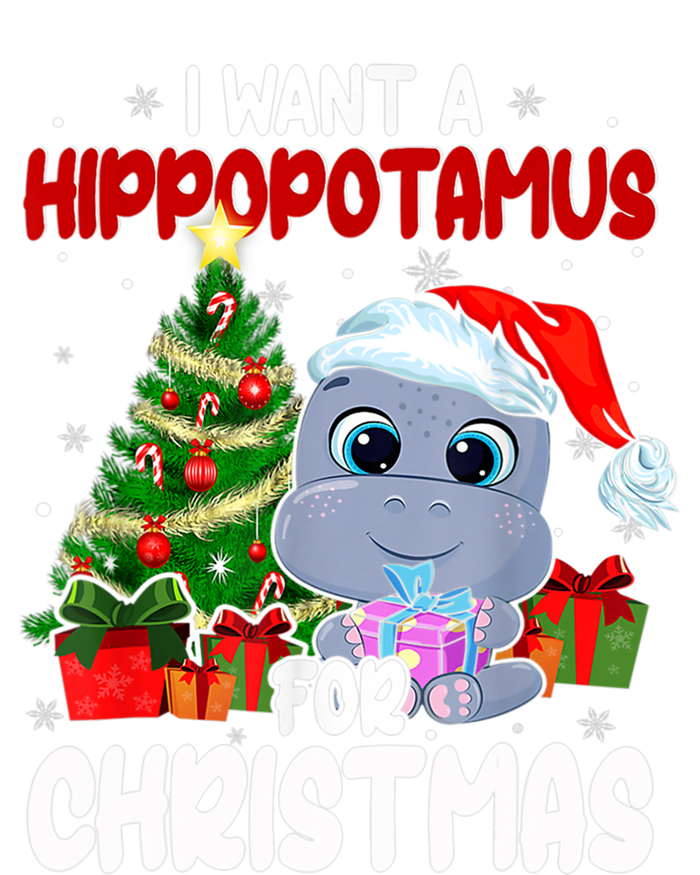 I Want A Hippopotamus For Christmas Xmas Hippo For Funny Gift Women's Long Sleeve Flannel Pajama Set 