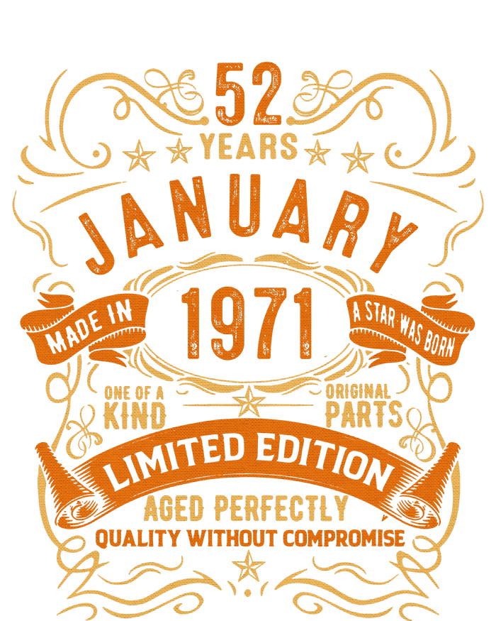 Vintage 52th Birthday January 1971 Birthday T-Shirt