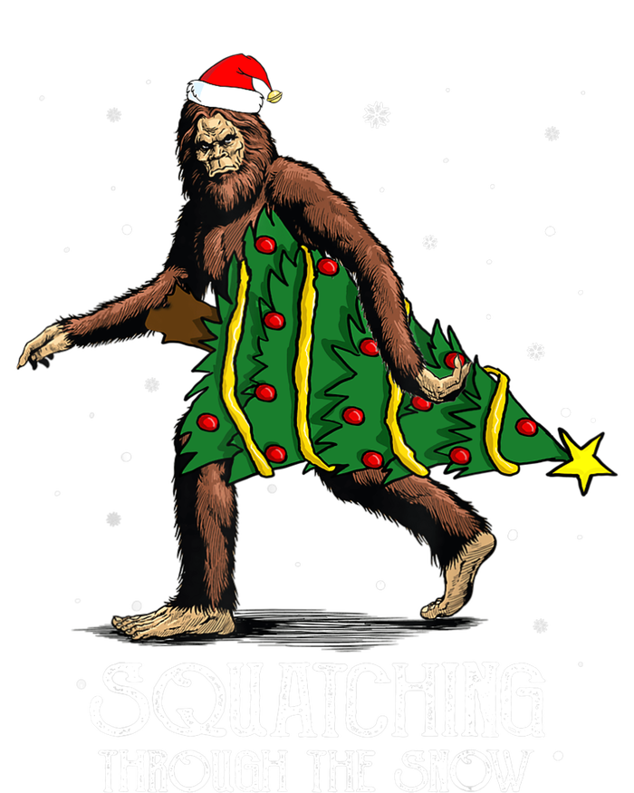 Bigfoot Squatching Through The Snow Christmas Tree Sasquatch T-Shirt