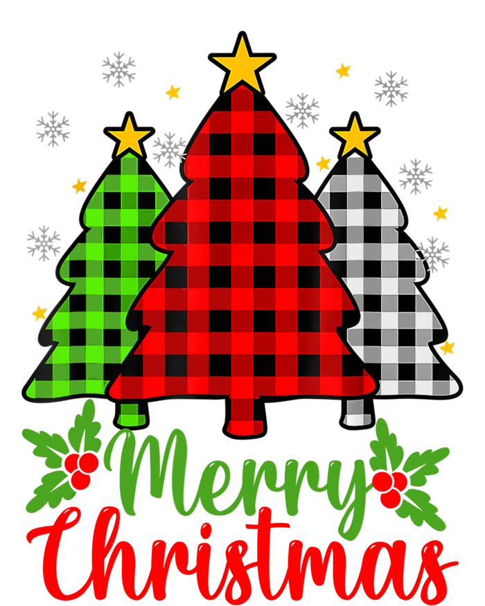 Merry Christmas Tree Buffalo Plaid Red White Green Cute Xmas Performance Fleece Hoodie