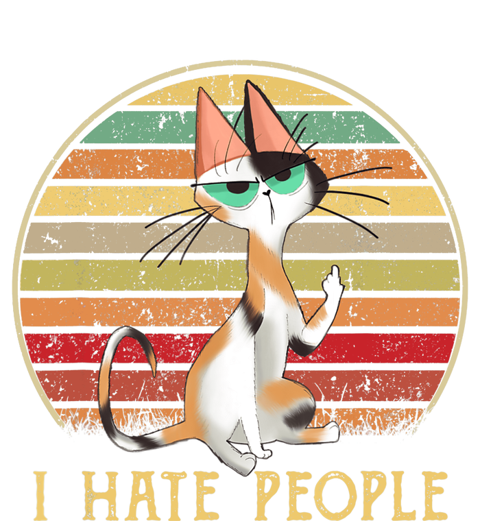 Cat Gifts For Cat Lovers Funny Mid Finger Cat I Hate People T-Shirt