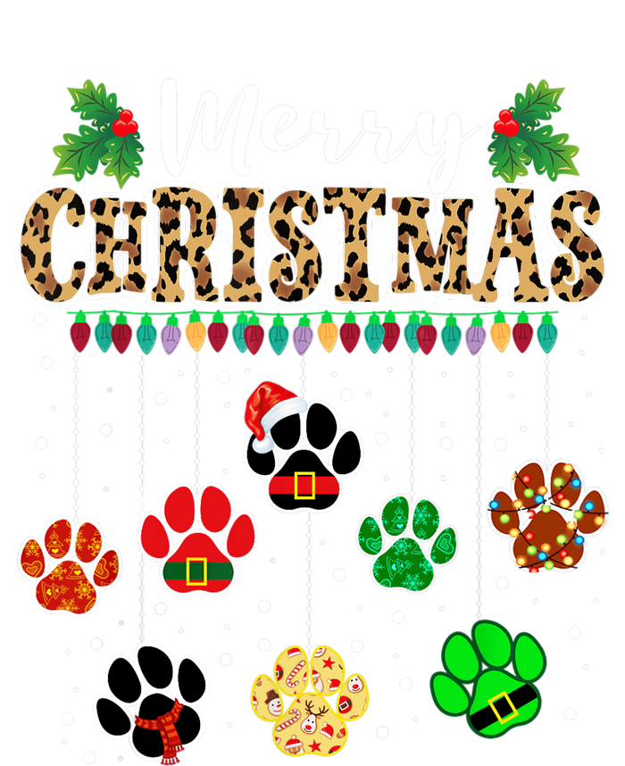 Merry Christmas Dog Paw Print Leopard Funny Xmas Light Gifts Ladies Essential Flowy Tank